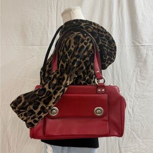 Elegant Red Leather Shoulder Bag
